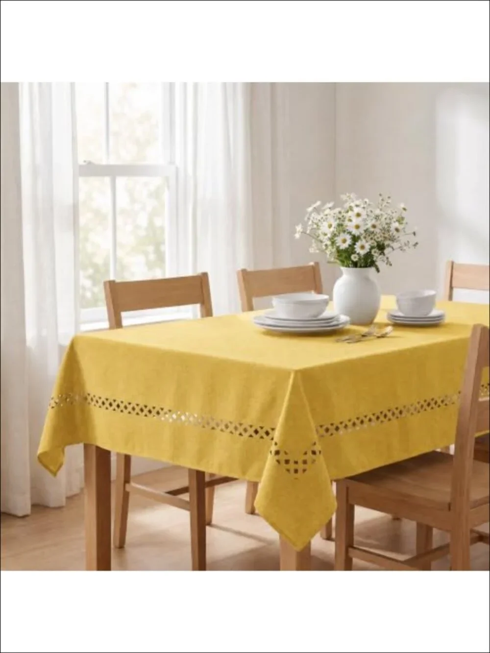 Horaldaily Rectangle Tablecloth Cutouts 60x84 Polyester Kitchen Dining